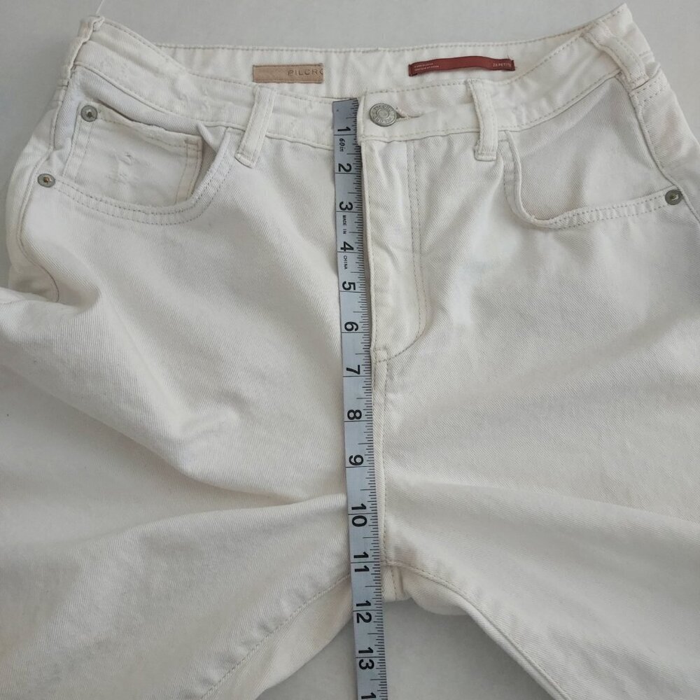 Pilcro Anthropologie Distressed White Slim Boyfriend Jeans Size 28P - Picture 7 of 13